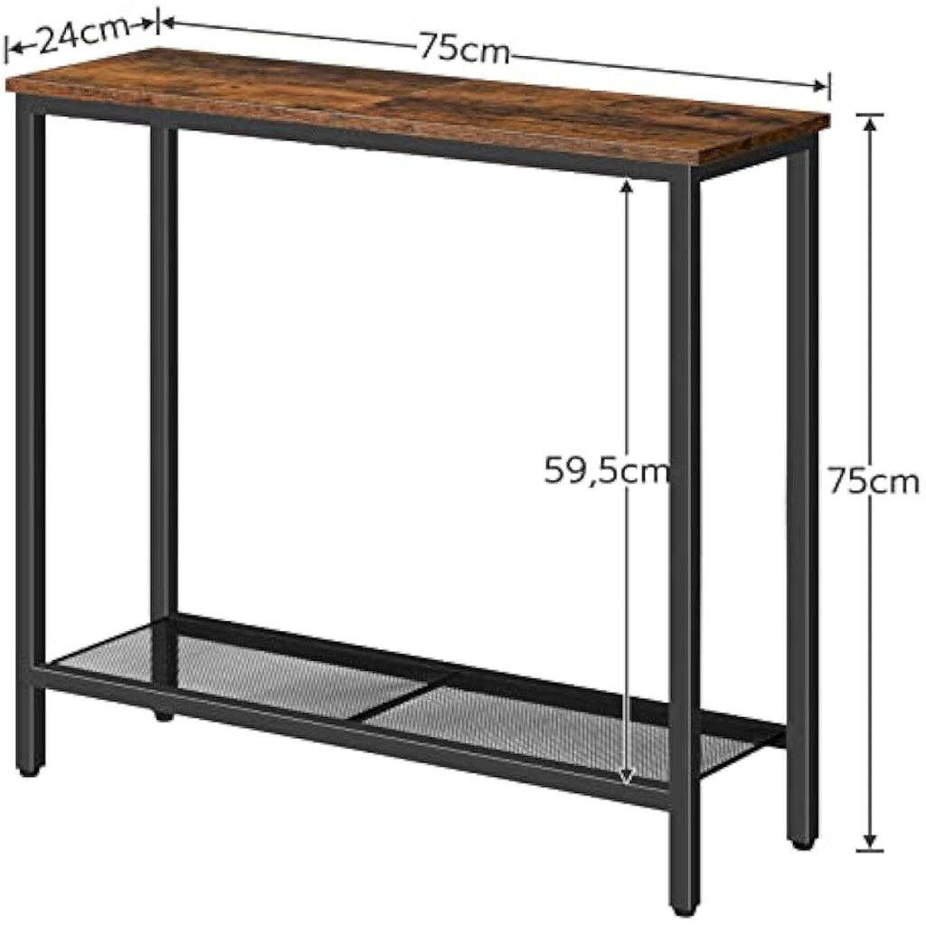 HOOBRO Slim Console Table – Industrial Narrow Sofa Table, Rustic Brown