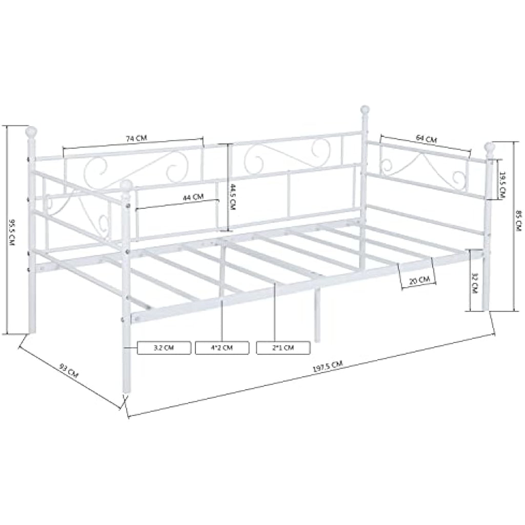 Jolof Store Modern Metal Daybed Frame | Twin Platform Bed Base, White