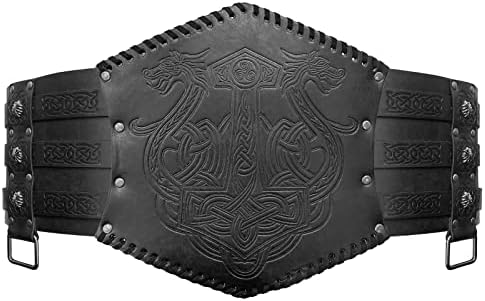 HiiFeuer Viking Waist Armor – Norse Faux Leather Medieval Knight Belt