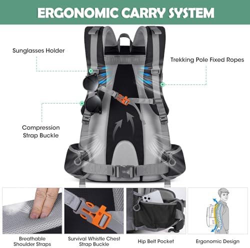 50L Hiking Backpack – Waterproof Camping Rucksack with Shoe Pocket