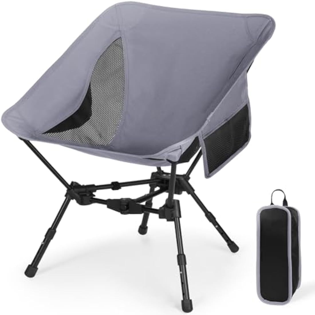 SHANNA Lightweight Folding Camping Chair | Adjustable Height Mesh Seat - Gray