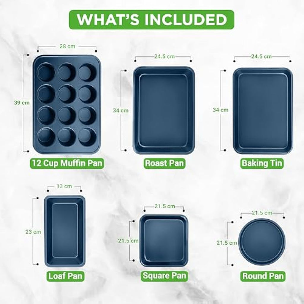 NutriChef 20-Piece Non-Stick Cookware and Bakeware Set – Navy Blue