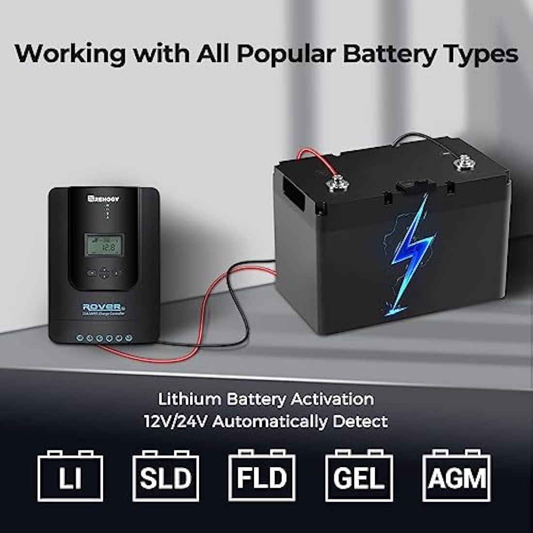 Renogy 20A 12V/24V MPPT Solar Charge Controller with Bluetooth & LCD
