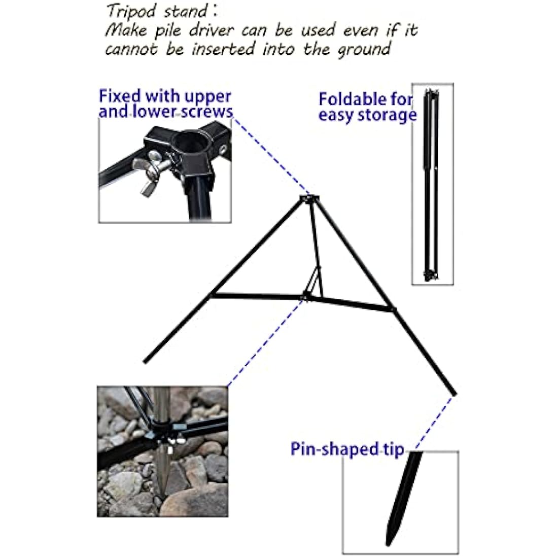 CAMPINGMOON Heavy Duty Stainless Steel Lantern Stand with Tripod & Bag