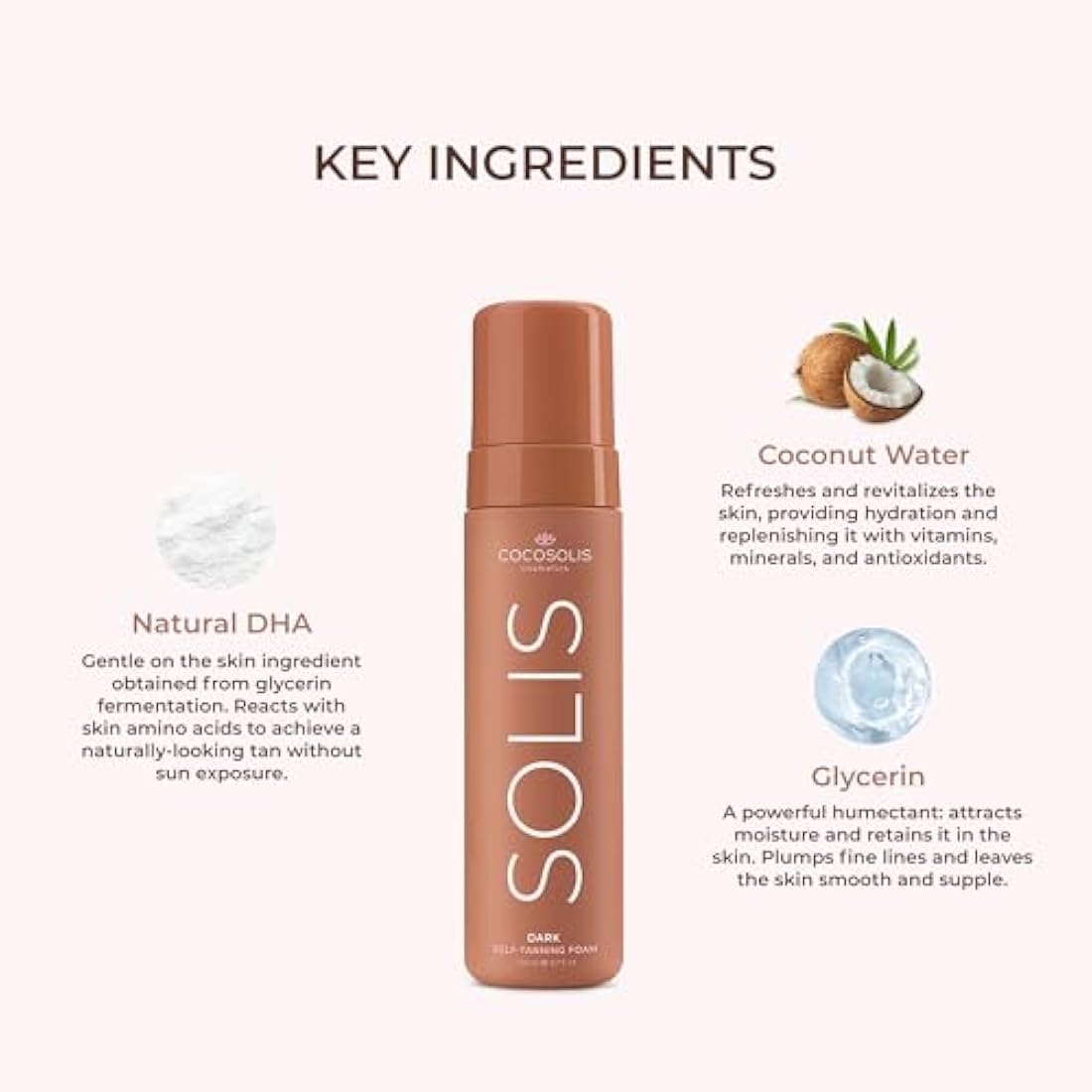 COCOSOLIS SOLIS Dark Self-Tanning Mousse | Natural Vegan DHA (200 ml)