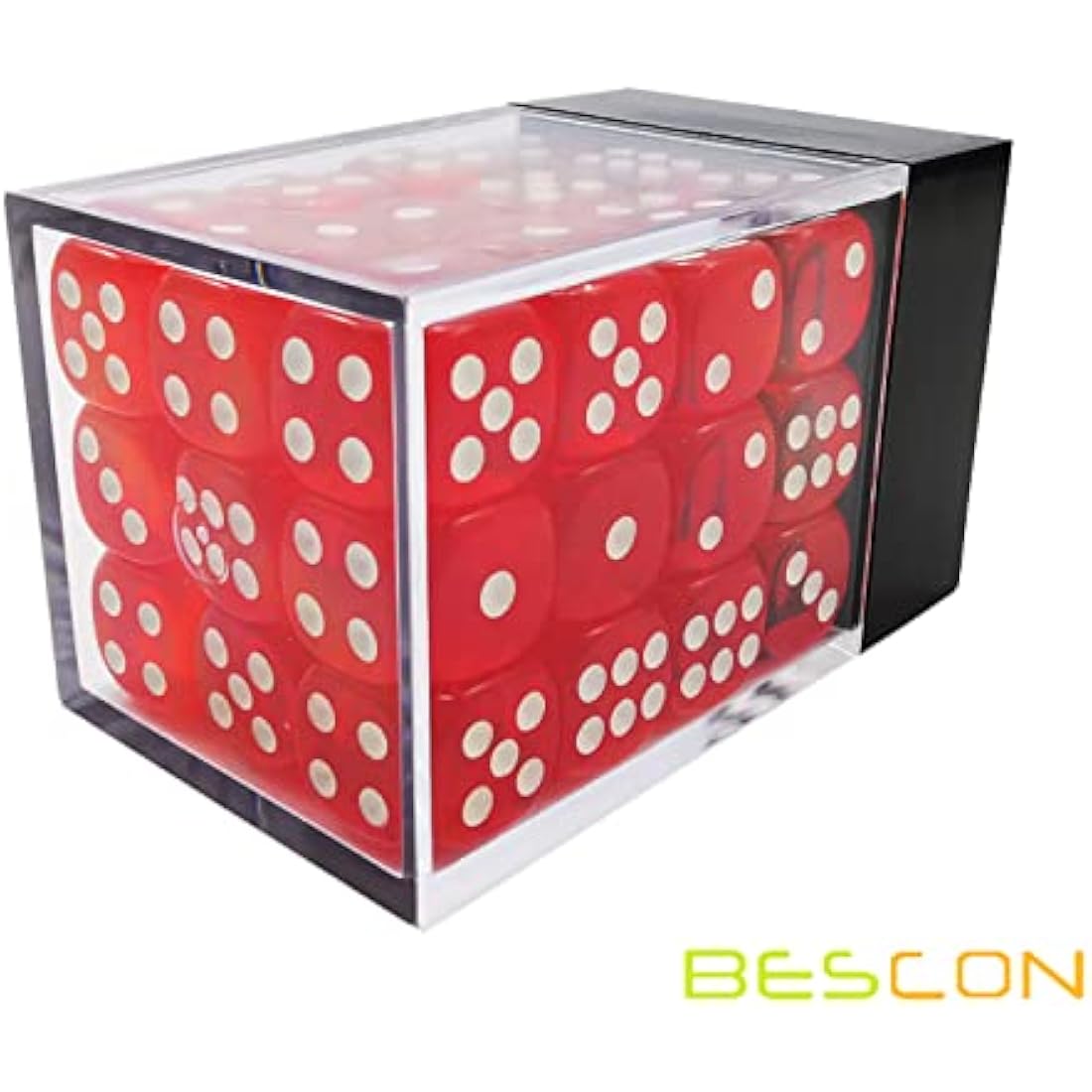 Bescon 12mm 6-Sided Dice Set | 36 Translucent Red D6 with Brick Box