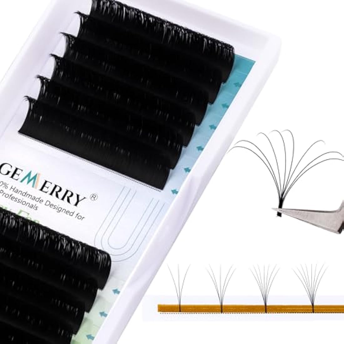Gemerry Easy Fan Lash Extensions | 0.07mm D Curl Russian Volume Lashes