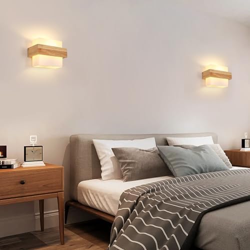 DELIPOP Wooden Wall Sconce | Modern E27 Glass Globe Indoor Wall Light