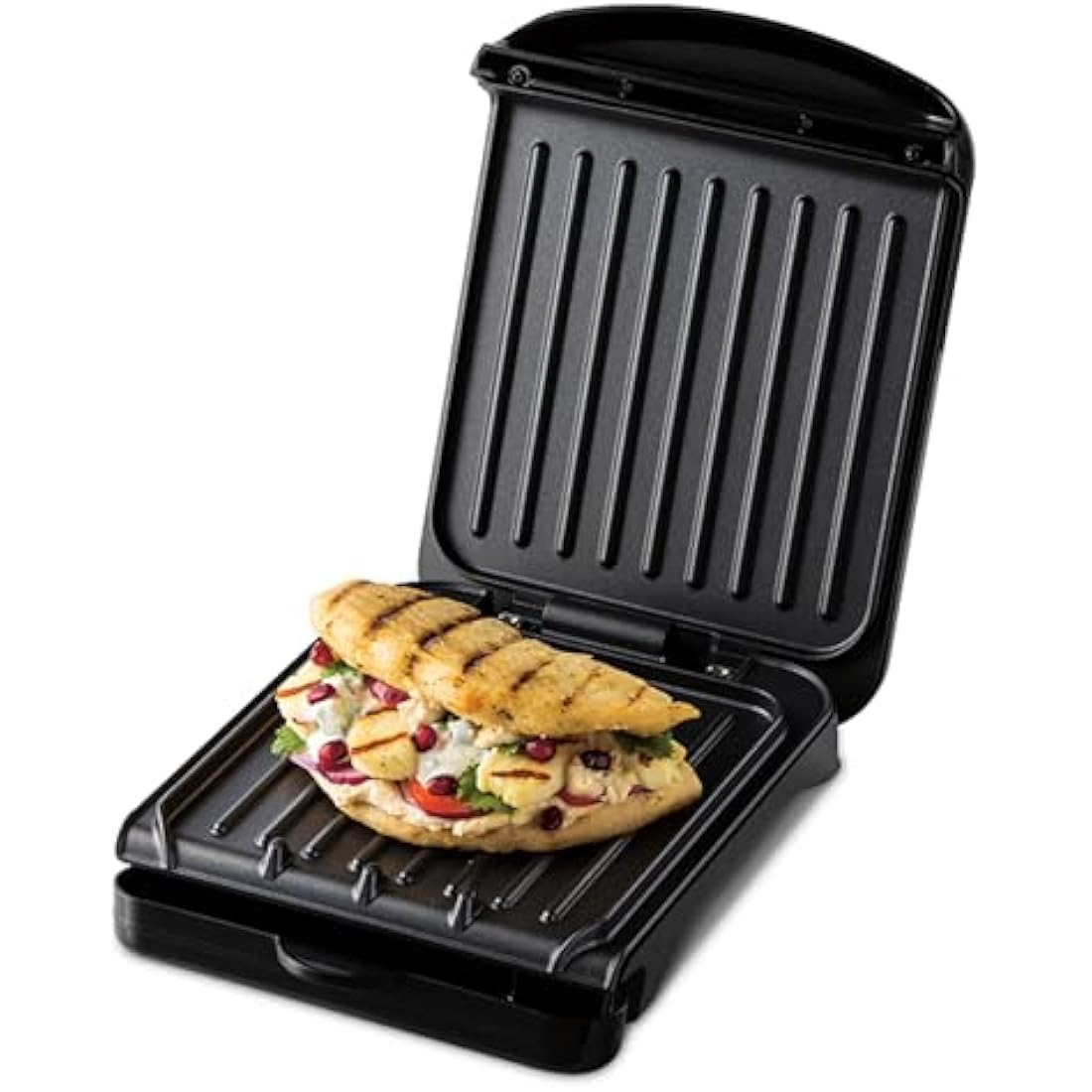 George Foreman Small Electric Fit Grill | Non-Stick Panini Press, Black
