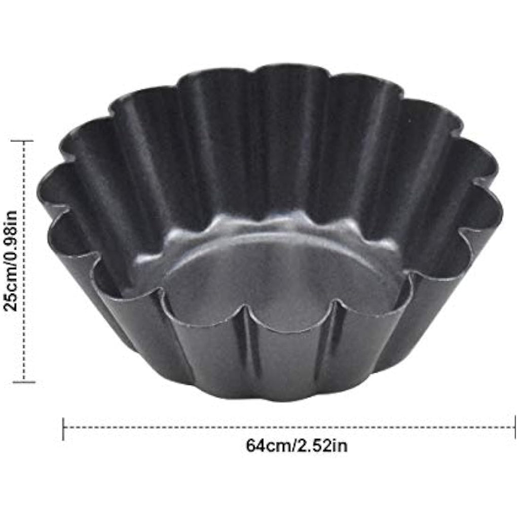 HQdeal 12-Pack Non-Stick Egg Tart Molds | Carbon Steel Mini Baking Tins