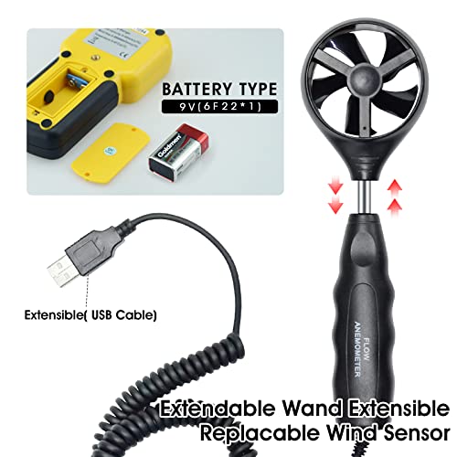 LYCEBELL LC-856A Pro Anemometer – HVAC CFM Meter with Telescopic Sensor