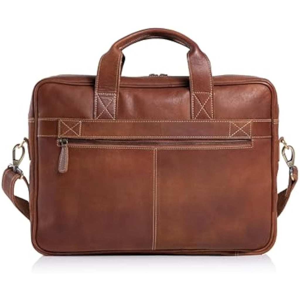 KomalC 16 Inch Buffalo Leather Laptop Messenger Bag – Office Briefcase