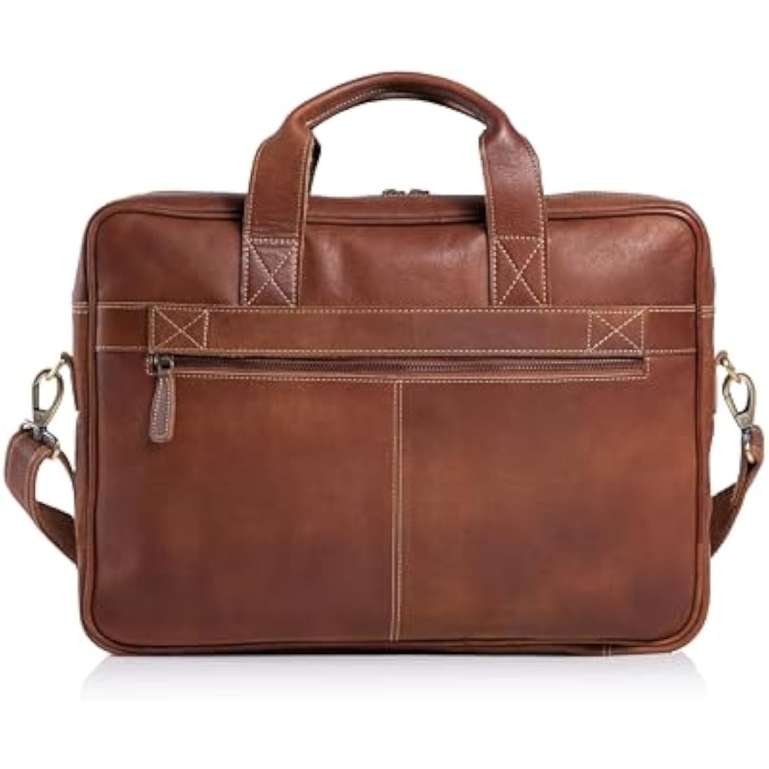 KomalC 16 Inch Buffalo Leather Laptop Messenger Bag – Office Briefcase