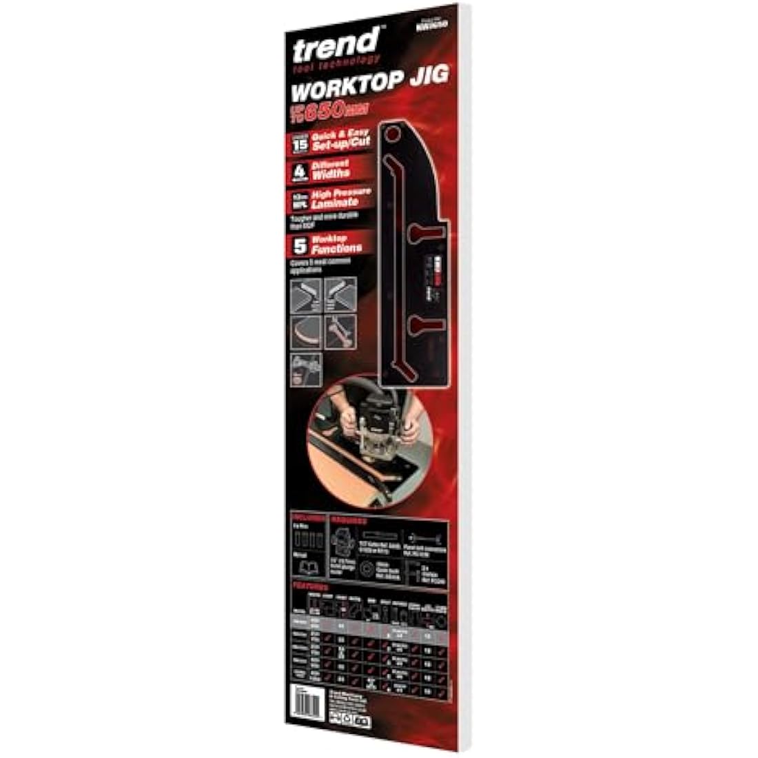 Trend KWJ650 Kitchen Worktop Routing Jig – 650mm Peninsular Cut