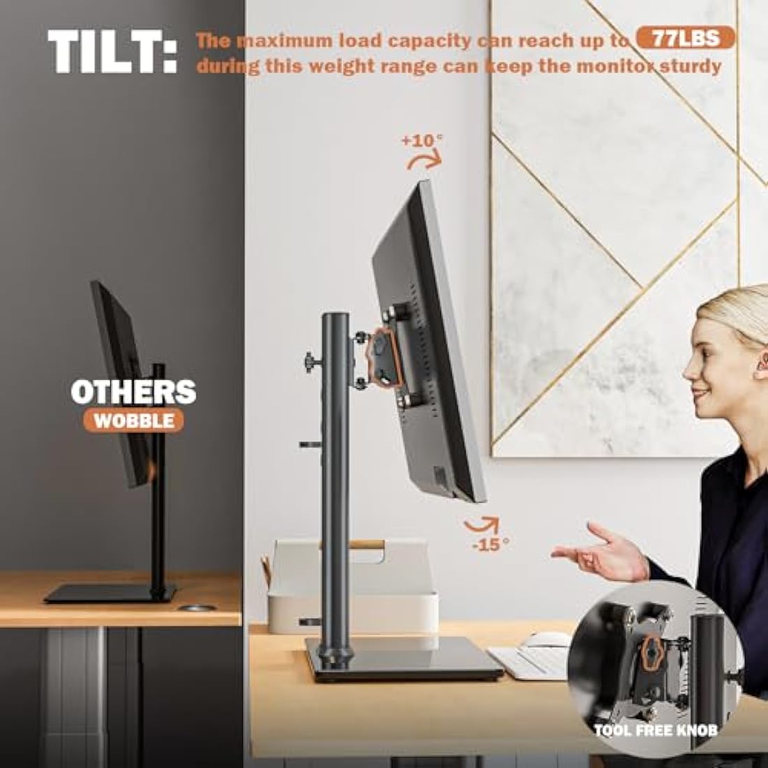 2-Pack Single Monitor Stand | Height Adjustable 13-32"