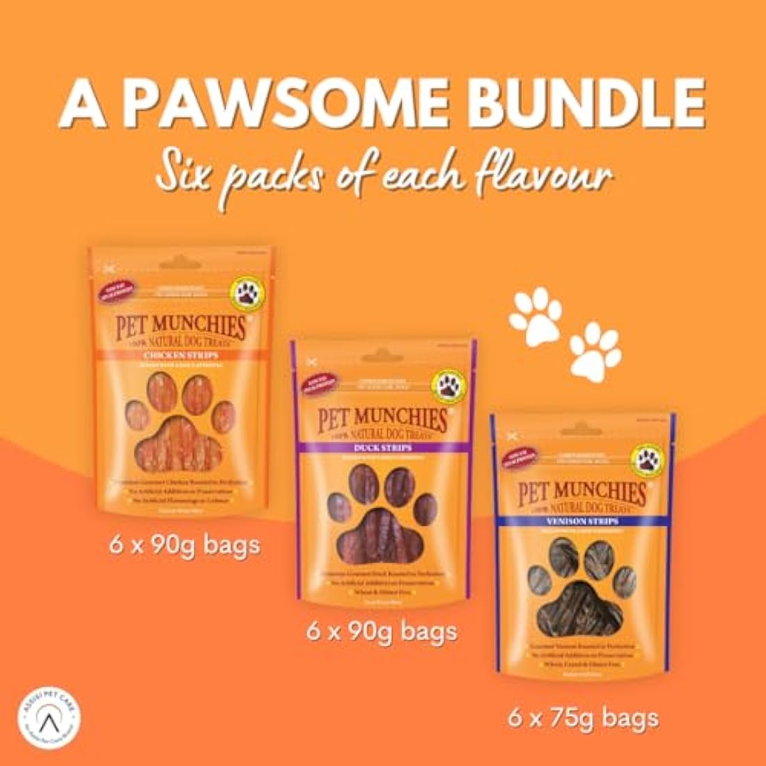 Pet Munchies Natural Meaty Strips | Grain-Free Dog Training Treats | 18 Bags