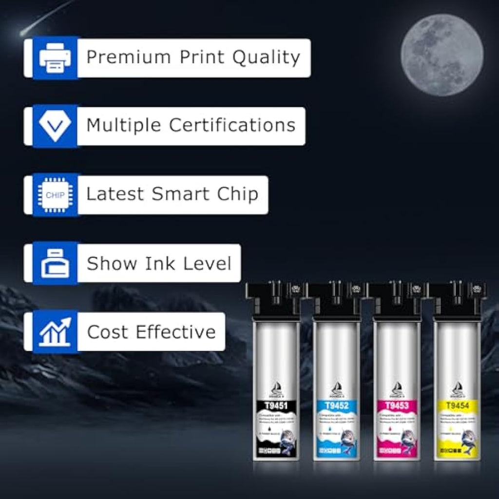 DOUBLE D T9451-T9454 Ink Cartridges for Epson WorkForce Pro WF-C5710 (4-Pack)