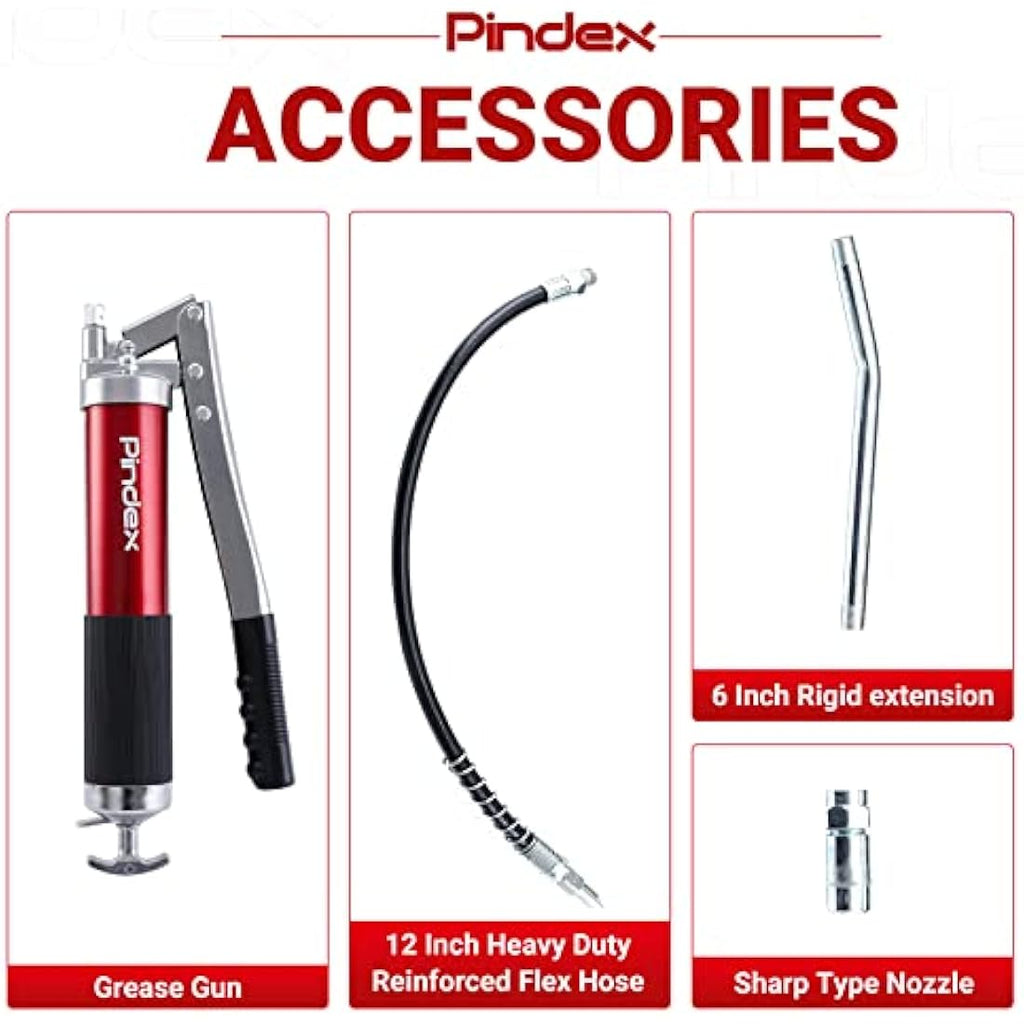 Pindex 8000 PSI Heavy Duty Grease Gun – Professional Pistol Grip Tool
