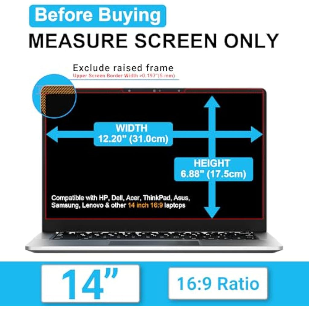 ZOEGAA 14 Inch Magnetic Laptop Privacy Screen | Blue Light Blocking