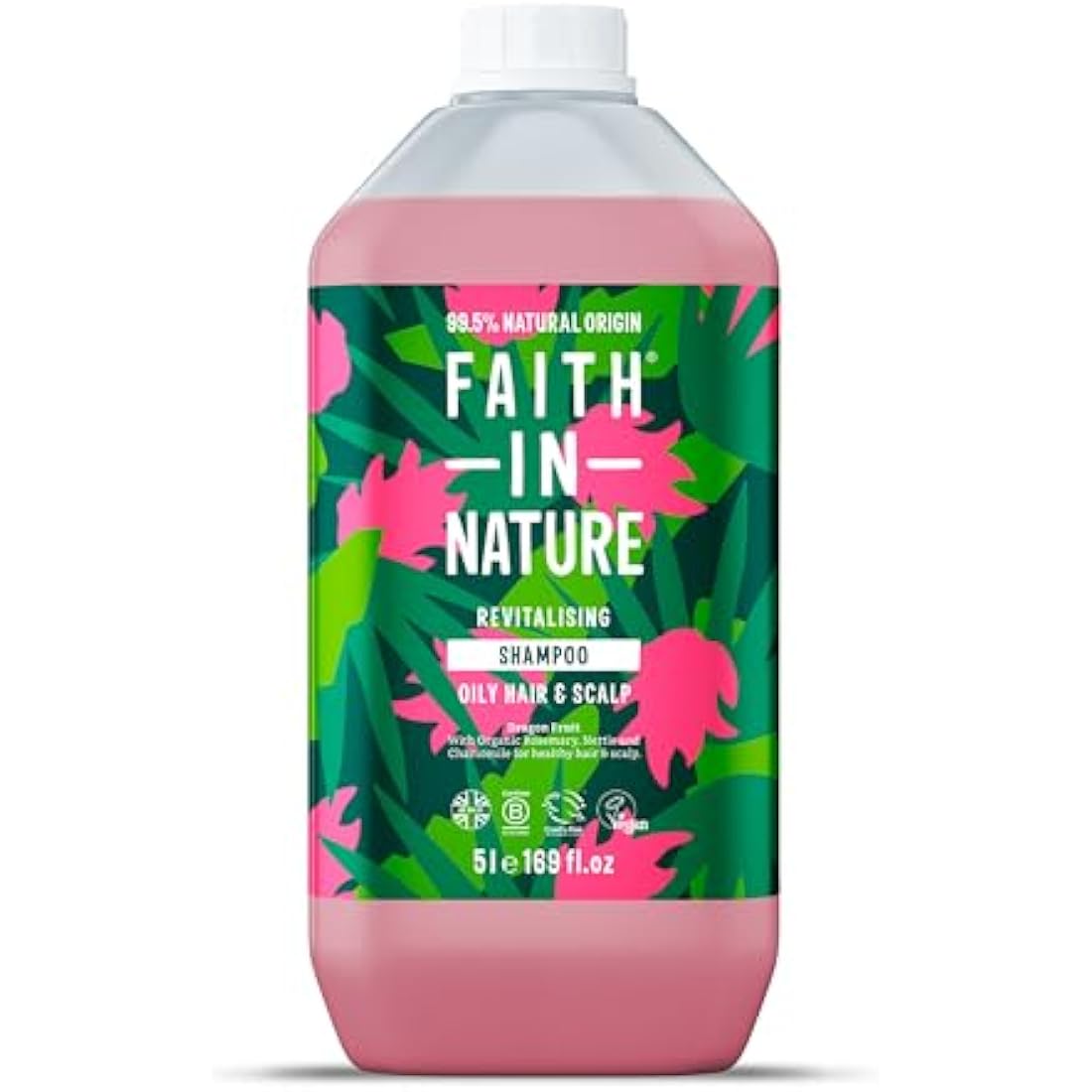 Faith In Nature Dragon Fruit Shampoo | Revitalising Oily Hair 5L Refill