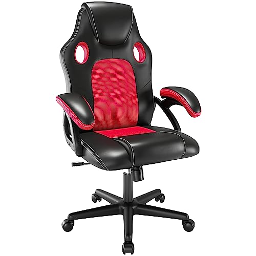 Play haha Ergonomic Racing Gaming Chair – PU Leather Swivel Desk Seat, Red