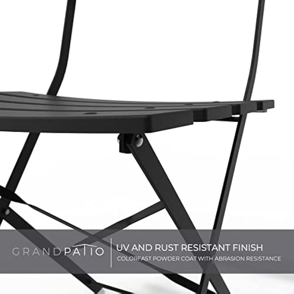 Grand Patio 3-Piece Folding Bistro Set – Weather-Resistant Steel (Black)