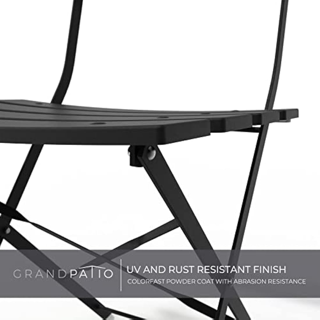 Grand Patio 3-Piece Folding Bistro Set – Weather-Resistant Steel (Black)