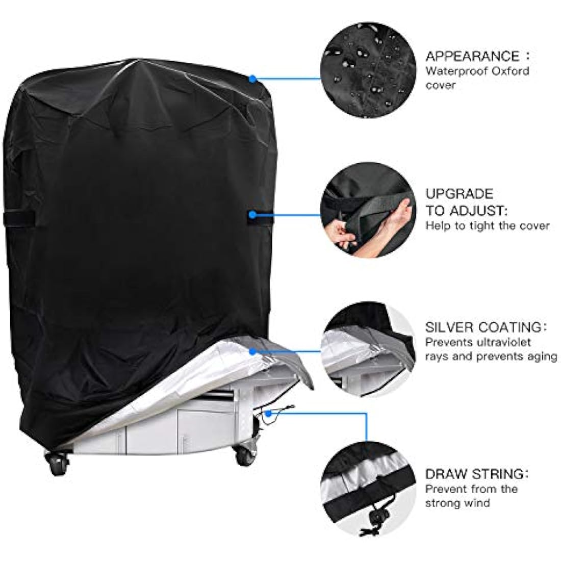 Round BBQ Grill Cover – 210D Oxford Waterproof Heavy Duty