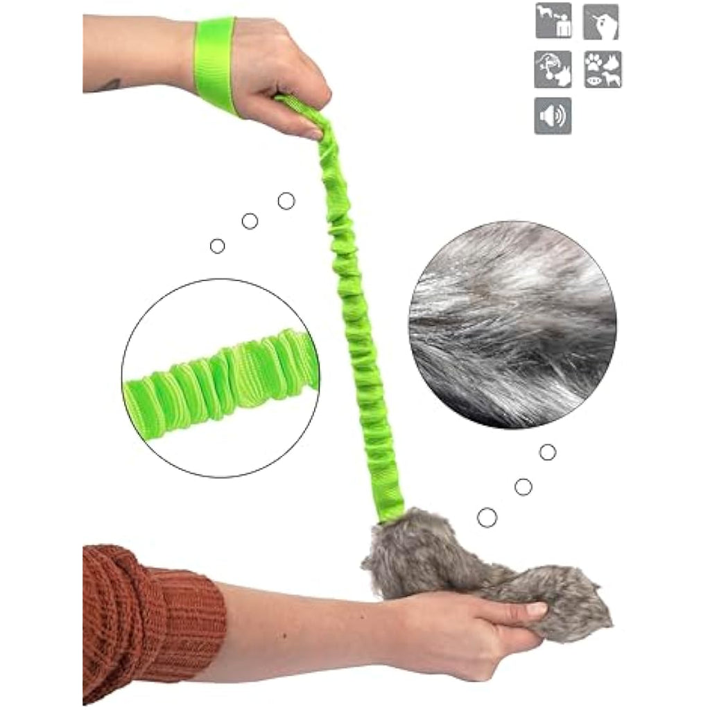 Dingo Bungee Dog Chaser Toy | Squeaky Artificial Fur Tug for Agility