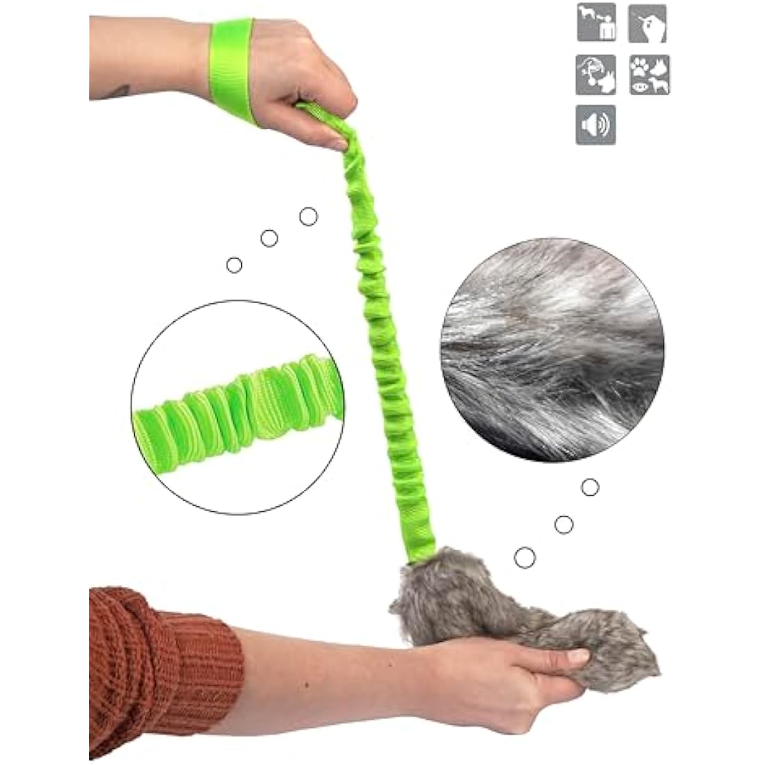 Dingo Bungee Dog Chaser Toy | Squeaky Artificial Fur Tug for Agility