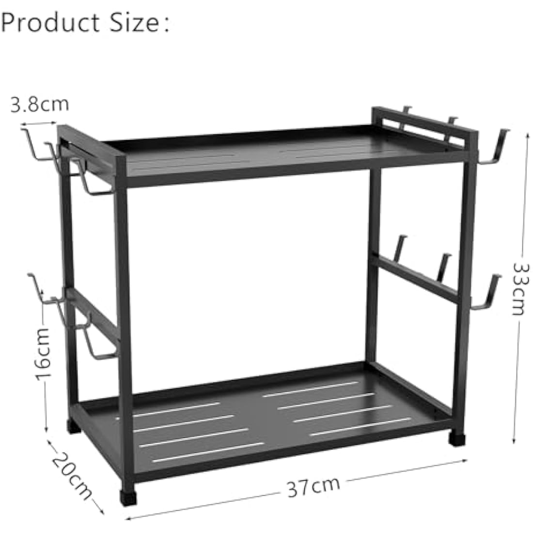 Bethom 2-Tier Coffee Cup Holder – 12 Hook Metal Mug Rack & Station Organizer