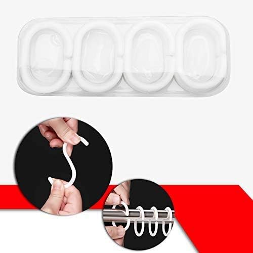 Plastic Shower Curtain Rings Hooks for Bathroom Shower Window Rod 24 Pack White - image 4