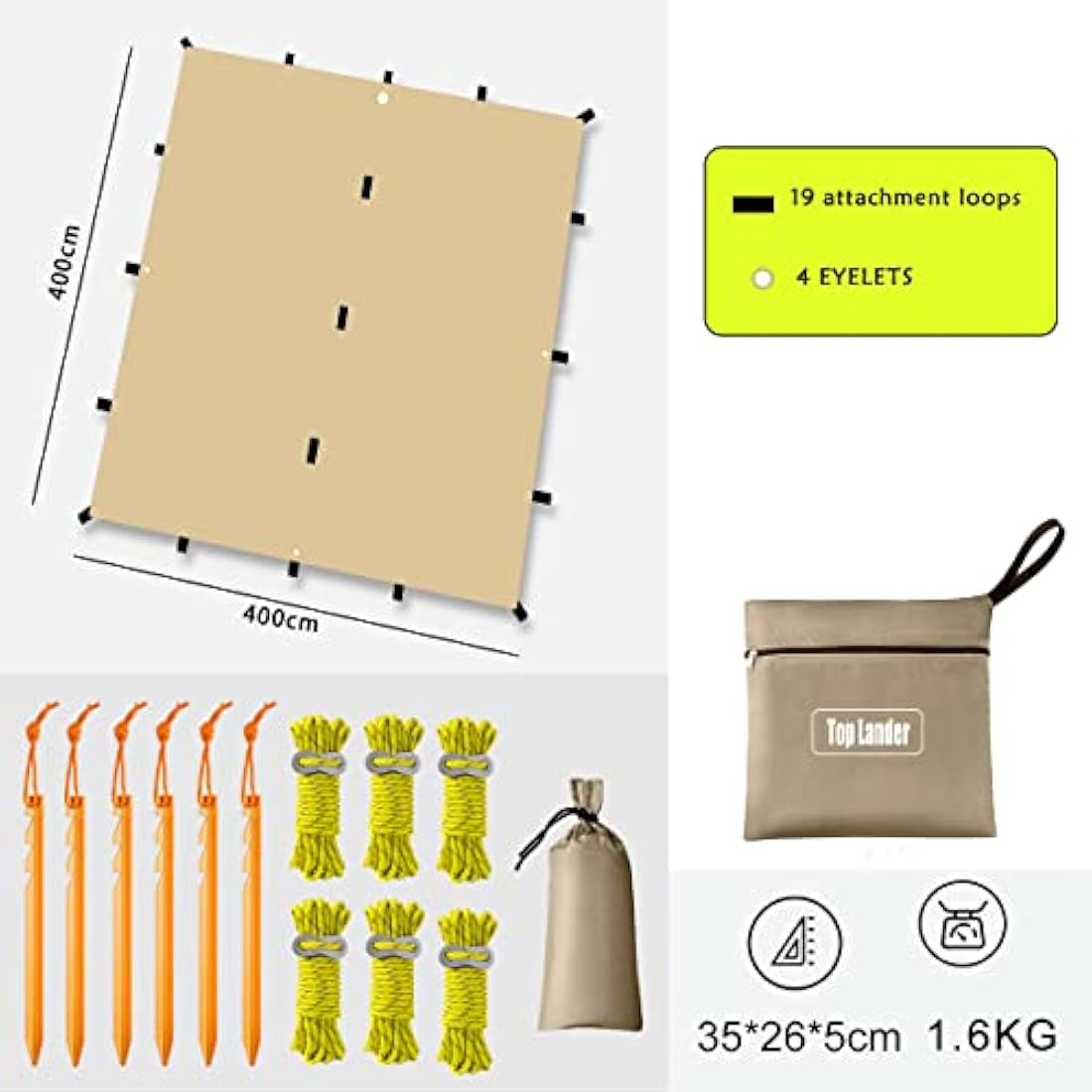 4x4m Camping Tarp | Waterproof UV Protection Hammock Shelter