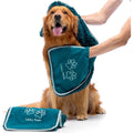 Lucky Paws Chenille Dog Towel with Hand Pockets – Absorbent Teal, 2 Pack