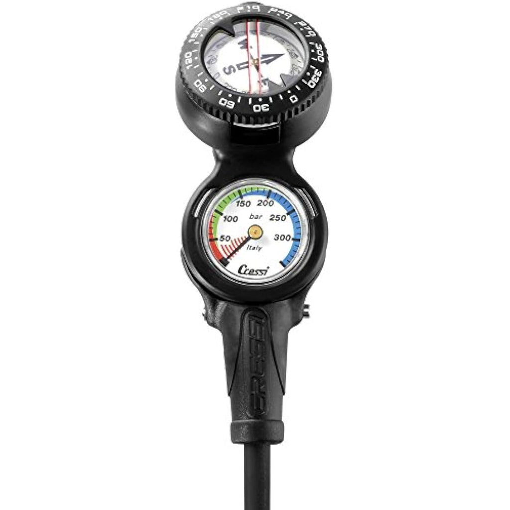 Cressi 2-Gauge Diving Console | Compass and Pressure Gauge - Black