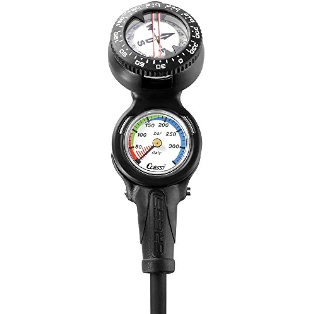 Cressi 2-Gauge Diving Console | Compass and Pressure Gauge - Black