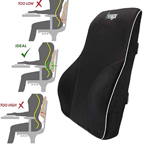 Feagar Lumbar Support Pillow – Memory Foam Back Cushion for Office & Car