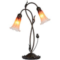 Lily Flower Blown Glass Table Lamp – 2-Light Orange Accent