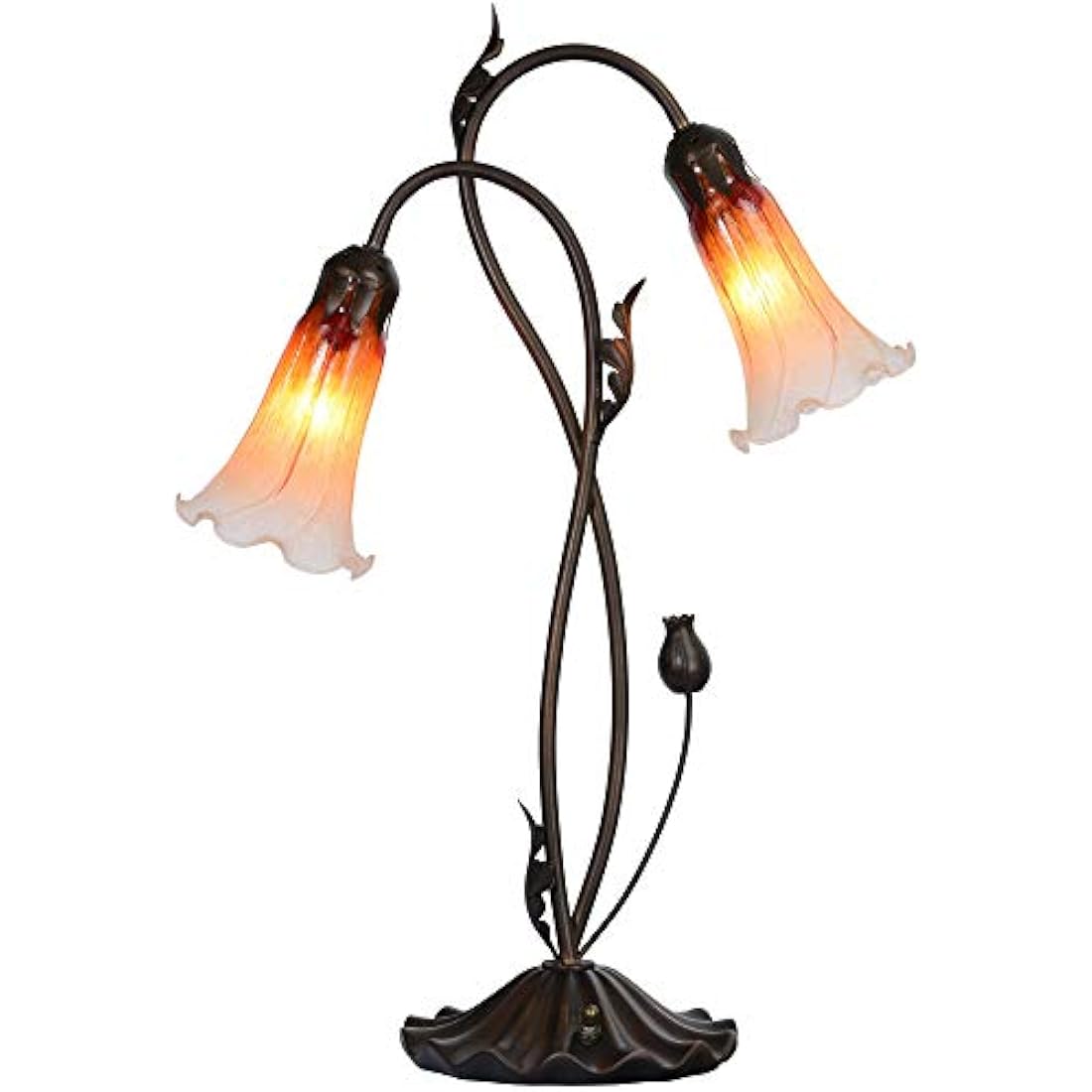 Lily Flower Blown Glass Table Lamp – 2-Light Orange Accent