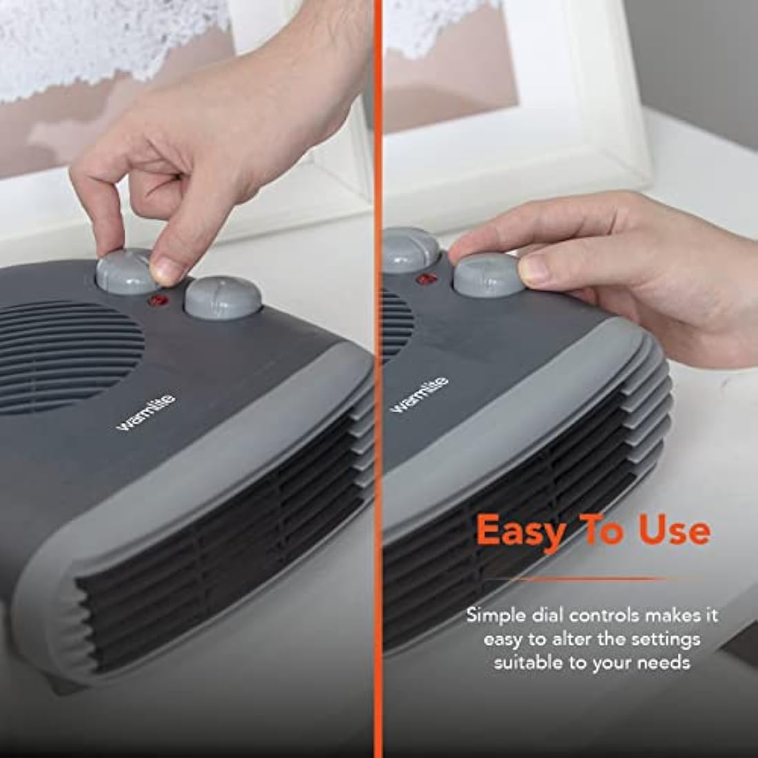 Warmlite 2000W Portable Flat Fan Heater – Dark Titanium Finish
