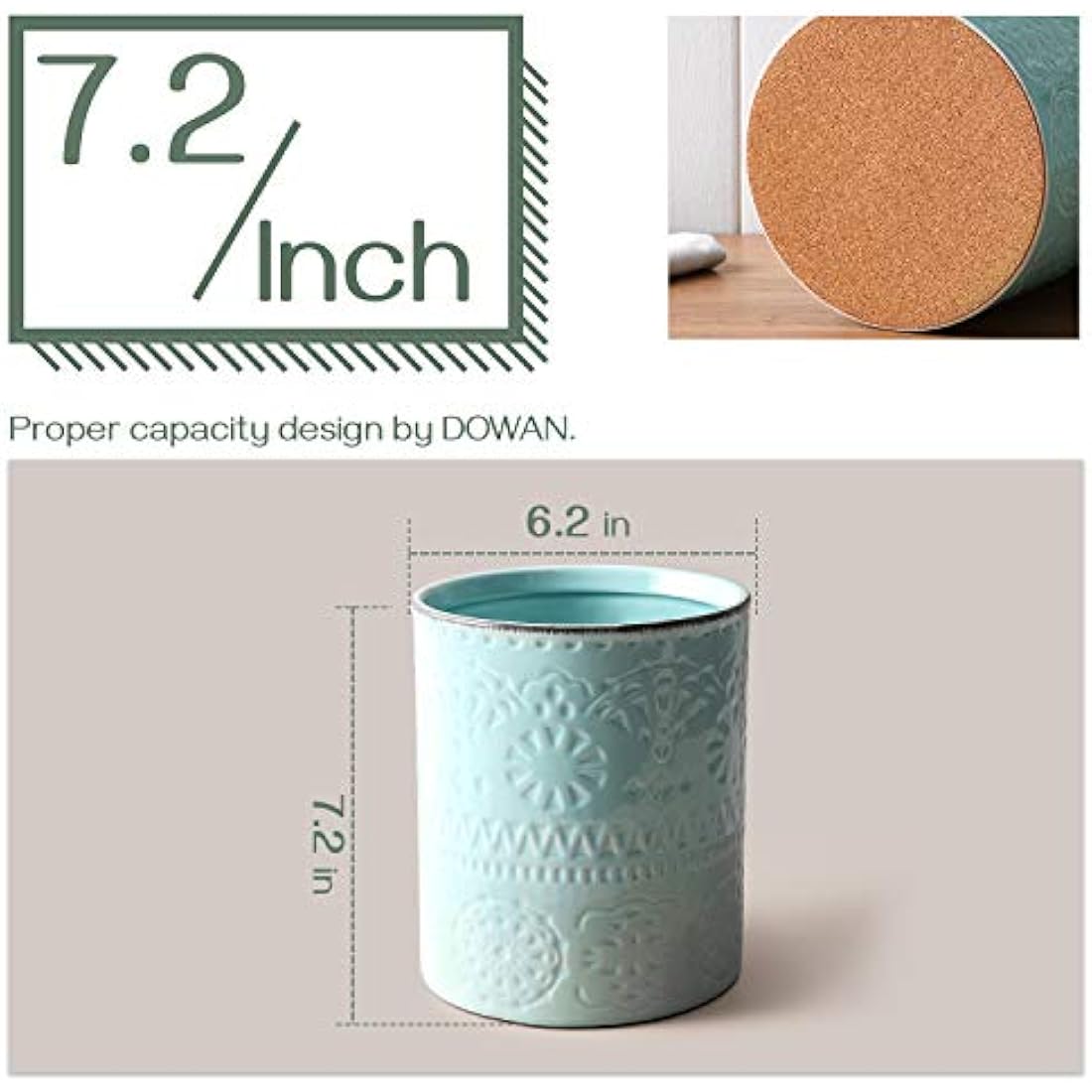 DOWAN Large Ceramic Utensil Holder – Farmhouse Kitchen Crock, Blue