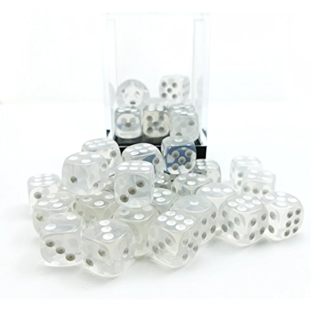 Bescon 12mm Translucent White D6 Dice Set | 36 Piece Block of Dice