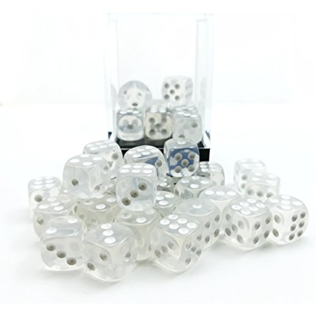 Bescon 12mm Translucent White D6 Dice Set | 36 Piece Block of Dice