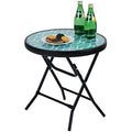 PHI VILLA Folding Side Table – Tempered Glass Outdoor Patio Table