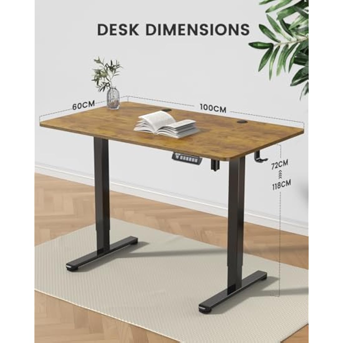 ErGear Electric Standing Desk – 100x60cm Height Adjustable Sit Stand Desk