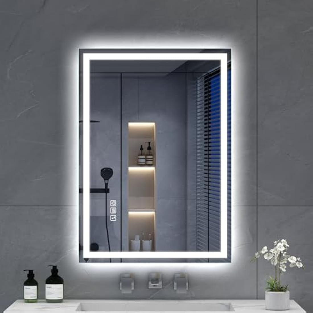 S'bagno Bluetooth LED Bathroom Mirror | Dimmable Defogging Tempered Glass