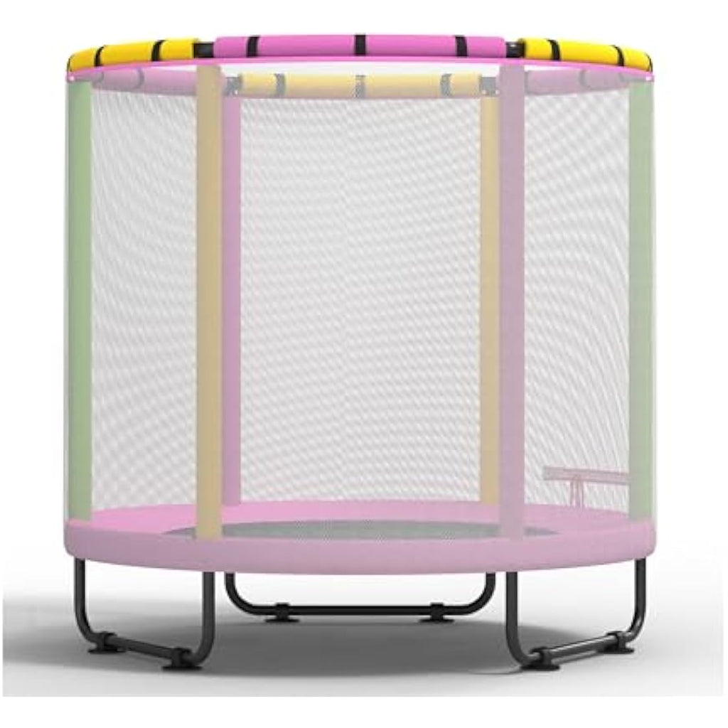 Kids Trampoline with Basketball Hoop, Swing & Pull Rings