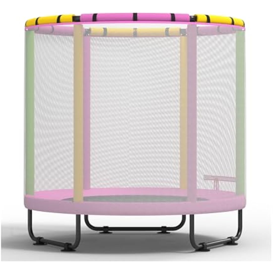 Kids Trampoline with Basketball Hoop, Swing & Pull Rings