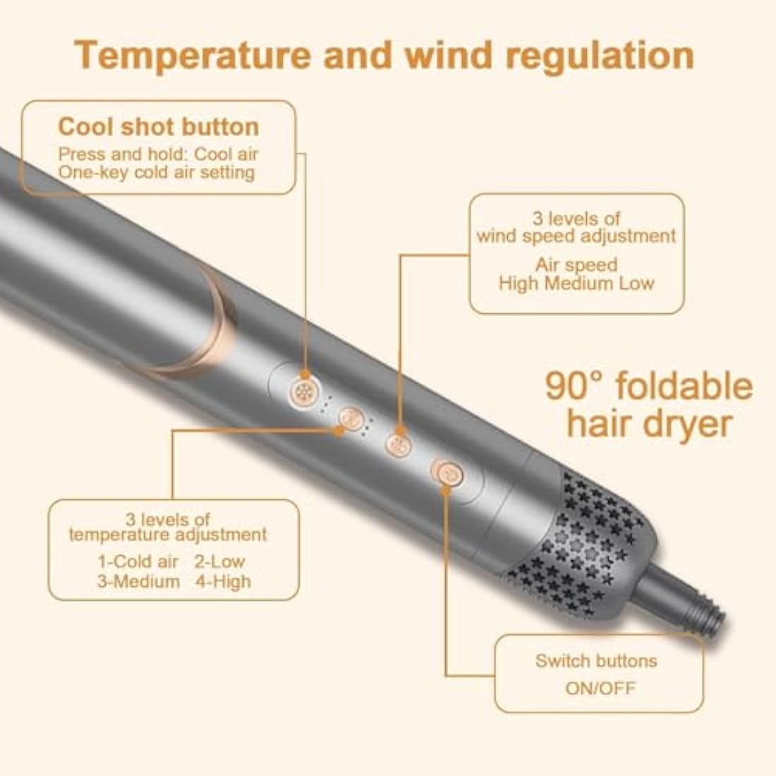 Dryhsip 8-in-1 Air Hair Styler | Foldable Ionic Blow Dry Brush & Curler