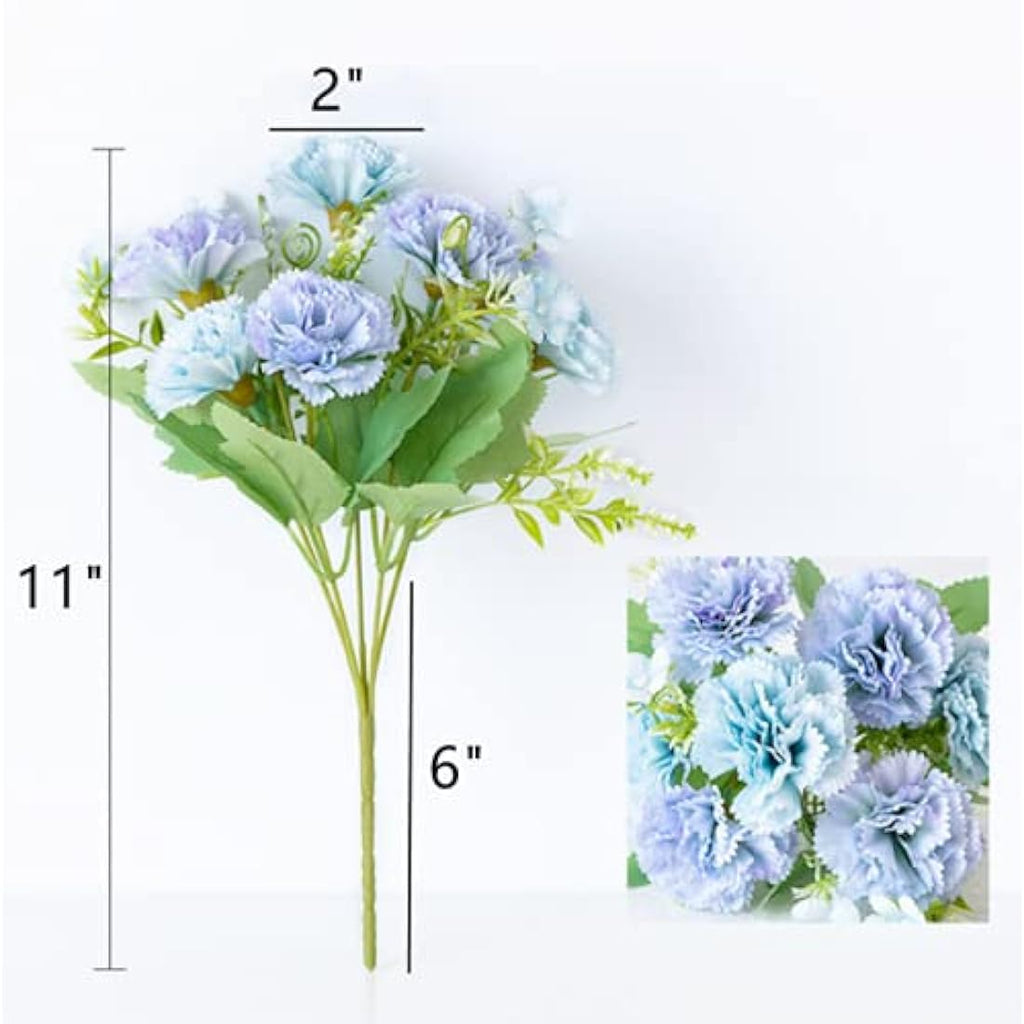 Artificial Silk Carnations - 3 Bunches White Faux Flowers
